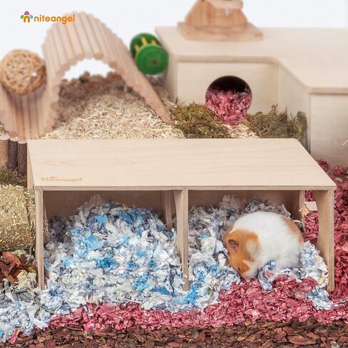 ألعاب Niteangel Hamster Secret Peep Shed المكونة من غرفتين للمخبأ واستكشاف الأنفاق (صغيرة - للهامستر القزم) in Kuwait