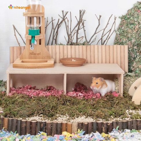 ألعاب Niteangel Hamster Secret Peep Shed المكونة من غرفتين للمخبأ واستكشاف الأنفاق (صغيرة - للهامستر القزم) in Kuwait