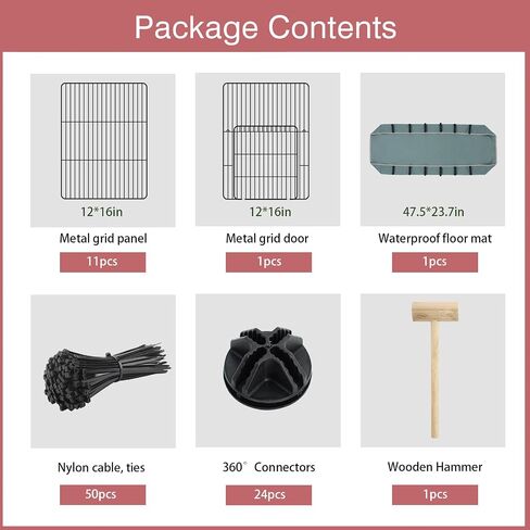 VISCOO 12 Panels Small Animal Playpen,Pet Playpen with Waterproof Mat,C&C Cage for Guinea Pigs,Puppy Play Pen,Bunny Playpen,Indoor Outdoor Portable Metal Wire Yard Fence in Kuwait