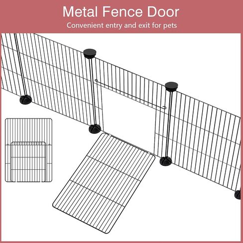 VISCOO 12 Panels Small Animal Playpen,Pet Playpen with Waterproof Mat,C&C Cage for Guinea Pigs,Puppy Play Pen,Bunny Playpen,Indoor Outdoor Portable Metal Wire Yard Fence in Kuwait