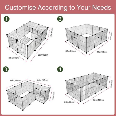 VISCOO 12 Panels Small Animal Playpen,Pet Playpen with Waterproof Mat,C&C Cage for Guinea Pigs,Puppy Play Pen,Bunny Playpen,Indoor Outdoor Portable Metal Wire Yard Fence in Kuwait