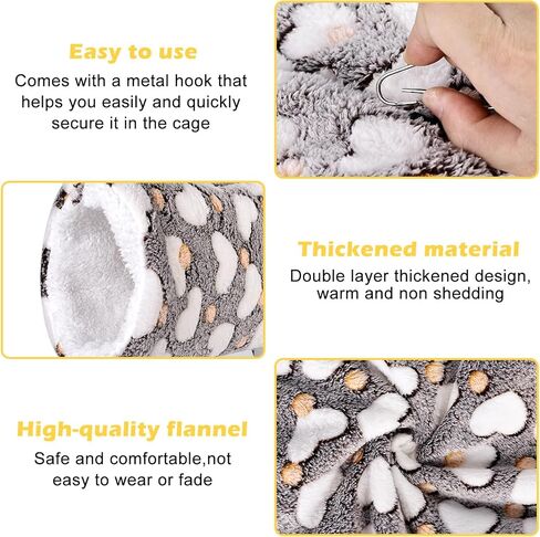 Small Pet Cage Hammock Set, 3 Pieces Small Pet Cage Hammock Hanging Tunnel Bedding Hanging Bed Cage, Hammock Hanging Tunnel Rat House for Parrot Hamster Rat Squirrel Playing Sleeping (Coffee Color) in Kuwait