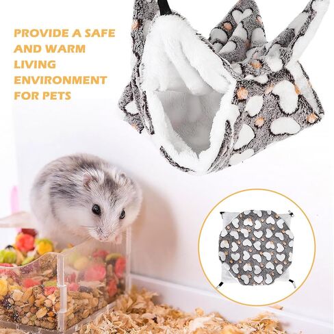 Small Pet Cage Hammock Set, 3 Pieces Small Pet Cage Hammock Hanging Tunnel Bedding Hanging Bed Cage, Hammock Hanging Tunnel Rat House for Parrot Hamster Rat Squirrel Playing Sleeping (Coffee Color) in Kuwait