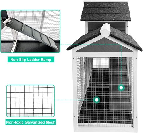 Lifeand 61''L Deluxe Multi-Level Rabbit Hutch with Pull Out Tray, Ramp, Lockable Doors,Wooden Small Animal House,Outdoor or Indoor,Gray+White… in Kuwait