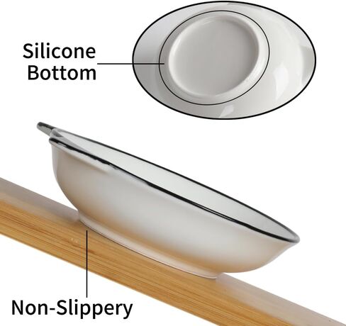 أوعية القطط للقطط الداخلية، وعاء القطط المرتفع مع حامل معدني، طبق سيراميك مرتفع للقطط، مناسب للحيوانات الأليفة لإطعام الحيوانات الأليفة أو طعام القطط والقطط والجراء والكلاب الصغيرة، آمن للاستخدام في غسالة الأطباق، عظم السمك in Kuwait