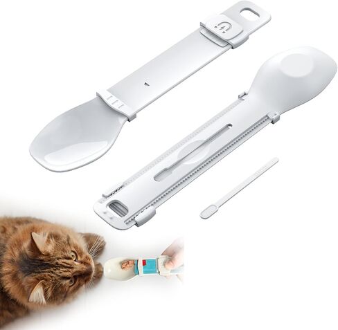 ملعقة توزيع المكافآت المبللة للقطط من wiyici، ملاعق للقطط للطعام الرطب، ملعقة ضغط للحلوى، ملعقة تغذية للقطط، ملعقة طعام مبللة لتخزين طعام الحيوانات الأليفة (02-أبيض) in Kuwait