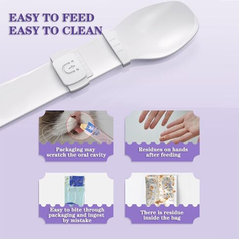 ملعقة توزيع المكافآت المبللة للقطط من wiyici، ملاعق للقطط للطعام الرطب، ملعقة ضغط للحلوى، ملعقة تغذية للقطط، ملعقة طعام مبللة لتخزين طعام الحيوانات الأليفة (02-أبيض) in Kuwait