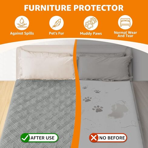 بطانية لوباني مضادة للماء للكلاب، أغطية أريكة سرير مضادة للانزلاق للكلاب، عبوتان من بطانيات الحيوانات الأليفة الناعمة لحماية الأثاث وأريكة السيارة للأطفال والقطط (54 بوصة × 82 بوصة، رمادي فاتح) in Kuwait