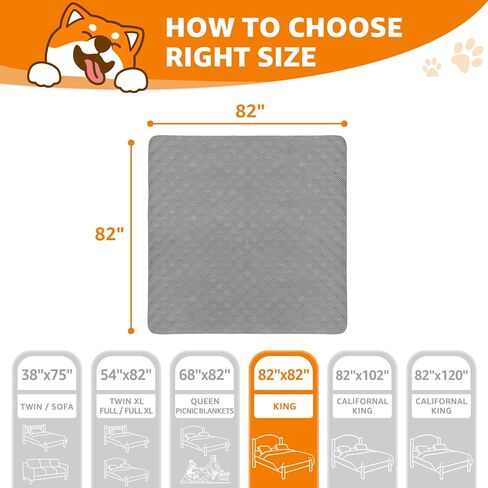 بطانية لوباني مضادة للماء للكلاب، أغطية أريكة سرير مضادة للانزلاق للكلاب، عبوتان من بطانيات الحيوانات الأليفة الناعمة لحماية الأثاث وأريكة السيارة للأطفال والقطط (54 بوصة × 82 بوصة، رمادي فاتح) in Kuwait