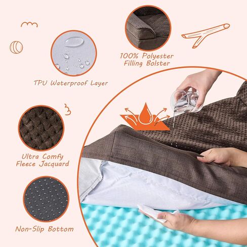 EHEYCIGA Orthopedic Dog Bed Medium Size, Memory Foam Dog Bed, Grey in Kuwait