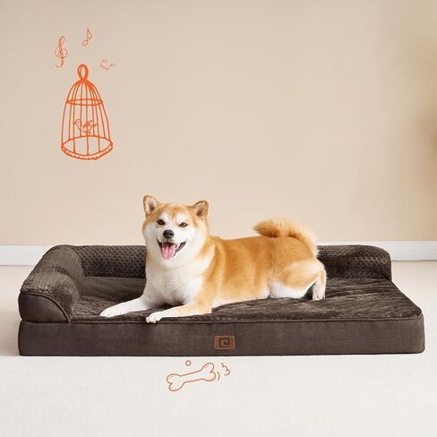 EHEYCIGA Orthopedic Dog Bed Medium Size, Memory Foam Dog Bed, Grey in Kuwait