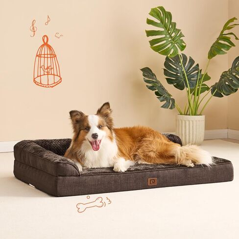 EHEYCIGA Orthopedic Dog Bed Medium Size, Memory Foam Dog Bed, Grey in Kuwait