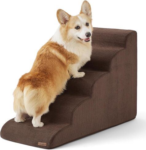 Lesure Dog Stairs for Small Dogs - Dog Ramp for Bed and Couch with CertiPUR-US Certified Foam, Pet Steps with Non-Slip Bottom for Old Cats, Injured Doggies and Puppies, Beige, 2 Steps in Saudi Arabia