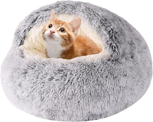 Cat Beds for Indoor Cats,Cat Cave for Puppy and Kitty,Calming Small Dog Bed for Small Dogs with Cover Cave,Cozy Warming Fluffy Washable Anti-Slip Pet Sleeping Bag(24 * 24inch,Pink) in Saudi Arabia