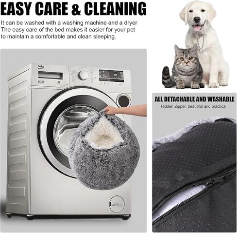 Cat Beds for Indoor Cats,Cat Cave for Puppy and Kitty,Calming Small Dog Bed for Small Dogs with Cover Cave,Cozy Warming Fluffy Washable Anti-Slip Pet Sleeping Bag(24 * 24inch,Pink) in Saudi Arabia