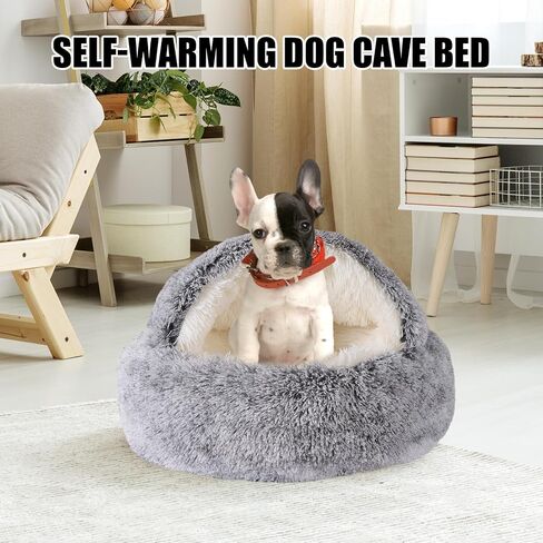 Cat Beds for Indoor Cats,Cat Cave for Puppy and Kitty,Calming Small Dog Bed for Small Dogs with Cover Cave,Cozy Warming Fluffy Washable Anti-Slip Pet Sleeping Bag(24 * 24inch,Pink) in Saudi Arabia