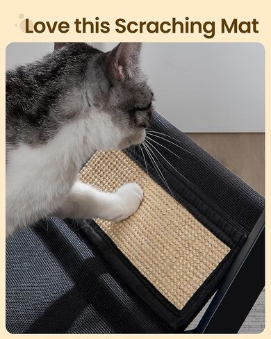 سرير للقطط من Hzuaneri، أرجوحة مرتفعة للحيوانات الأليفة للكلاب الصغيرة مع حصيرة خدش، قابل للفصل والغسل، سرير مرتفع للقطط سهل التجميع وتهوية رائعة، للاستخدام الداخلي والخارجي، أسود PB06801X in Kuwait