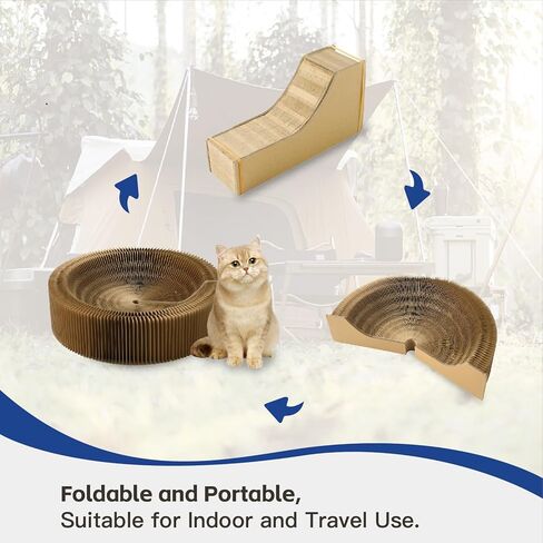 لوح خدش القطط LCZLBRRD، سرير صالة مموج لخدش القطط، قابل للطي والمحمول على شكل دائري، ألعاب وسادة خدش تفاعلية متينة مناسبة للداخل أو السفر - قطر غير مطوي 22 بوصة in Kuwait