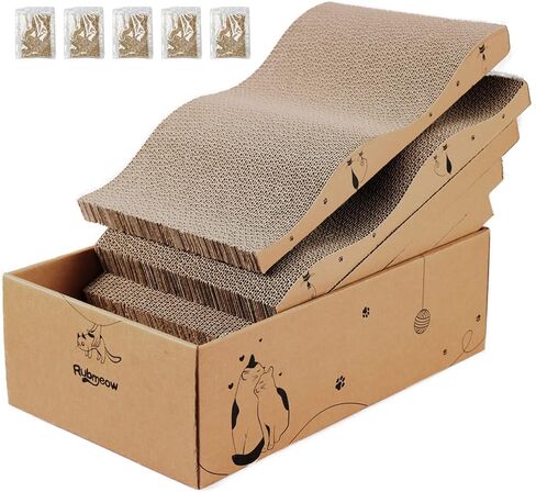 RUBMEOW Cat Scratcher، قطعتان من الورق المقوى للقطط والقطط الصغيرة، سرير خدش ناعم متين قابل للعكس، مع النعناع البري in Kuwait