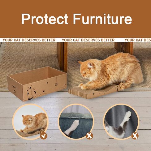 RUBMEOW Cat Scratcher، قطعتان من الورق المقوى للقطط والقطط الصغيرة، سرير خدش ناعم متين قابل للعكس، مع النعناع البري in Kuwait