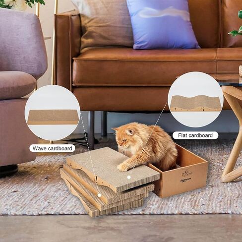 RUBMEOW Cat Scratcher، قطعتان من الورق المقوى للقطط والقطط الصغيرة، سرير خدش ناعم متين قابل للعكس، مع النعناع البري in Kuwait