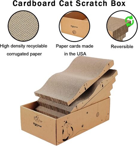 RUBMEOW Cat Scratcher، قطعتان من الورق المقوى للقطط والقطط الصغيرة، سرير خدش ناعم متين قابل للعكس، مع النعناع البري in Kuwait