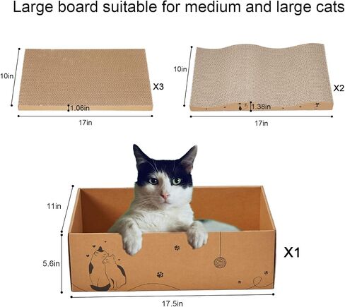 RUBMEOW Cat Scratcher، قطعتان من الورق المقوى للقطط والقطط الصغيرة، سرير خدش ناعم متين قابل للعكس، مع النعناع البري in Kuwait
