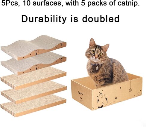 RUBMEOW Cat Scratcher، قطعتان من الورق المقوى للقطط والقطط الصغيرة، سرير خدش ناعم متين قابل للعكس، مع النعناع البري in Kuwait