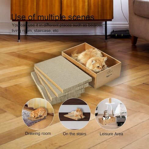 RUBMEOW Cat Scratcher، قطعتان من الورق المقوى للقطط والقطط الصغيرة، سرير خدش ناعم متين قابل للعكس، مع النعناع البري in Kuwait