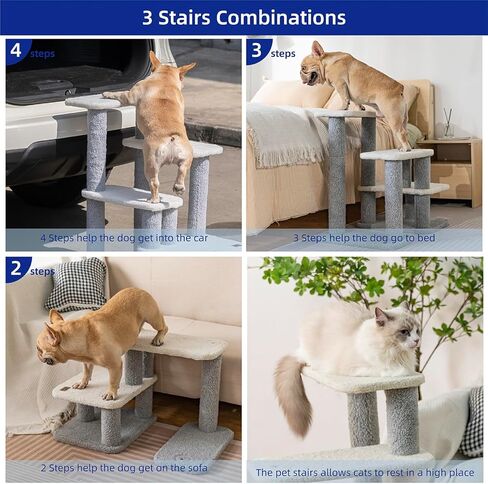 Pettycare Pet Stairs for Small Dogs - Pet Steps for High Beds and Couch,High-Strength Boards for Indoor Small Cats Kittens Dogs Climbing Playing, 3 Combination Options in Kuwait