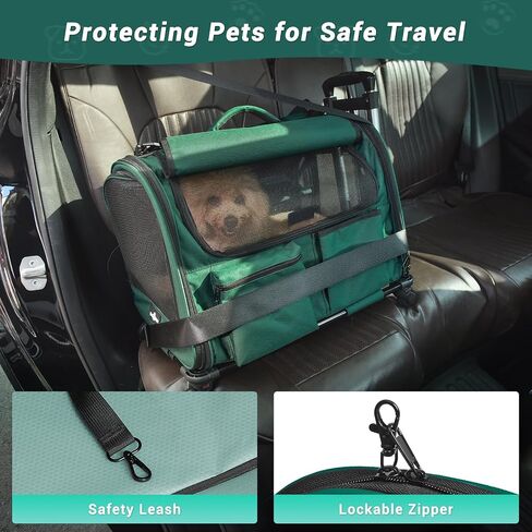 Cat Carrier with Wheels, Foldable Airline Approved Dog Cat Carrier with Wheels for Cat Dog Under 20 lbs, Rolling Cat Carrier Travel Bag with Telescopic Handle for Walking Travel Vet Visits in Kuwait