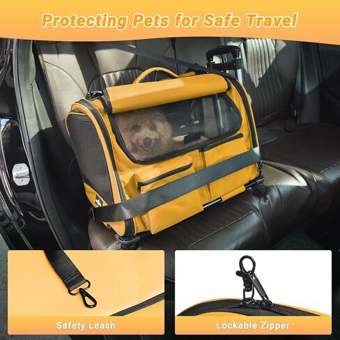 Cat Carrier with Wheels, Foldable Airline Approved Dog Cat Carrier with Wheels for Cat Dog Under 20 lbs, Rolling Cat Carrier Travel Bag with Telescopic Handle for Walking Travel Vet Visits in Kuwait