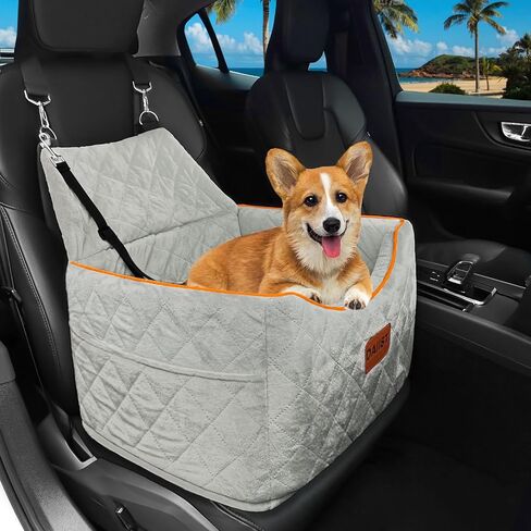 Dog Car Seat for Small Dogs Memory Foam Dog Booster Seat, Anti-Slip and Washable Elevated Pet Car Seat for Small Medium Dogs 25lbs (Light Grey) in Saudi Arabia