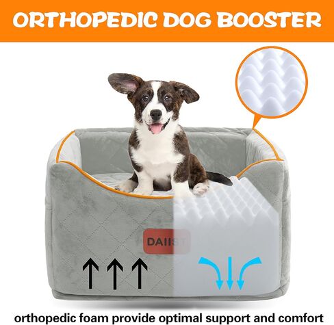 Dog Car Seat for Small Dogs Memory Foam Dog Booster Seat, Anti-Slip and Washable Elevated Pet Car Seat for Small Medium Dogs 25lbs (Light Grey) in Saudi Arabia