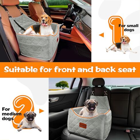 Dog Car Seat for Small Dogs Memory Foam Dog Booster Seat, Anti-Slip and Washable Elevated Pet Car Seat for Small Medium Dogs 25lbs (Light Grey) in Saudi Arabia