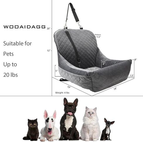 WOOAIDAGG Dog Car Seat for Small Dogs,Ultra-Soft Fabric,2 Storage Pockets & Safety Leash,Adjustable Straps,Easy to Install,Fully Detachable and Washable(Beige) in Saudi Arabia