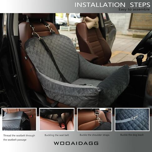 WOOAIDAGG Dog Car Seat for Small Dogs,Ultra-Soft Fabric,2 Storage Pockets & Safety Leash,Adjustable Straps,Easy to Install,Fully Detachable and Washable(Beige) in Saudi Arabia