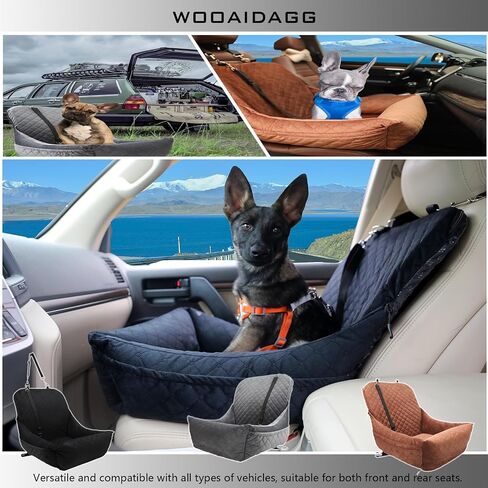 WOOAIDAGG Dog Car Seat for Small Dogs,Ultra-Soft Fabric,2 Storage Pockets & Safety Leash,Adjustable Straps,Easy to Install,Fully Detachable and Washable(Beige) in Saudi Arabia