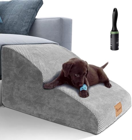 Topmart منحدر وخطوات للكلاب ممتدة عالية الكثافة بطبقتين، ارتفاع 11.8 بوصة، سلالم للكلاب غير قابلة للانزلاق، سلم للكلاب من الرغوة الناعمة مع غطاء مقاوم للماء، أفضل للكلاب المصابة والقطط الأكبر سنًا والحيوانات الأليفة التي تعاني من آلام المفاصل in Kuwait