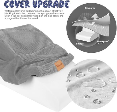 Topmart منحدر وخطوات للكلاب ممتدة عالية الكثافة بطبقتين، ارتفاع 11.8 بوصة، سلالم للكلاب غير قابلة للانزلاق، سلم للكلاب من الرغوة الناعمة مع غطاء مقاوم للماء، أفضل للكلاب المصابة والقطط الأكبر سنًا والحيوانات الأليفة التي تعاني من آلام المفاصل in Kuwait