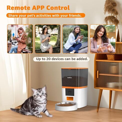 جهاز تغذية الكلاب الأوتوماتيكي من Roilpet مع كاميرا، موزع طعام القطط الذكي 5G WiFi 6L، فيديو عالي الدقة 1080P مع رؤية ليلية، جهاز تغذية الحيوانات الأليفة مع صوت ثنائي الاتجاه للقطط والكلاب، تنبيهات انخفاض الطعام والانسداد والحركة in Kuwait