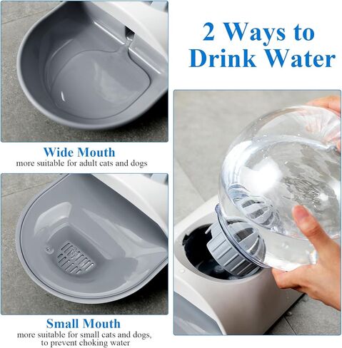موزع مياه للكلاب من SubClap، موزع مياه للحيوانات الأليفة سعة 2.8 لتر، وعاء ماء تلقائي للقطط بالجاذبية بالداخل، بدون موزع مياه للقطط للقطط والكلاب، مغذي أطباق مياه كروي قابل للفصل، رمادي in Kuwait