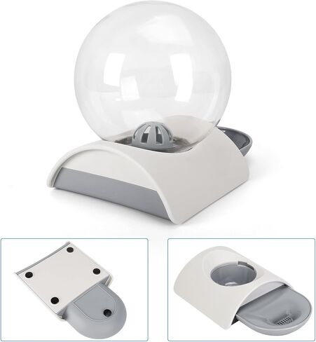 موزع مياه للكلاب من SubClap، موزع مياه للحيوانات الأليفة سعة 2.8 لتر، وعاء ماء تلقائي للقطط بالجاذبية بالداخل، بدون موزع مياه للقطط للقطط والكلاب، مغذي أطباق مياه كروي قابل للفصل، رمادي in Kuwait