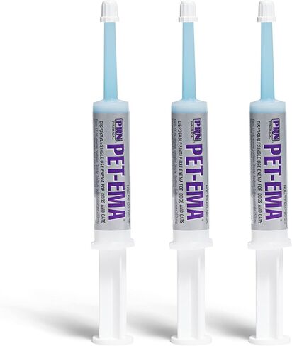 PRN Pharmacal PetEma - Disposable Single Use Enema for Dogs & Cats - Rectally Administered Gel Containing Lubricant, Laxative & Stool Softener - with Glycerin & Sorbic Acid - 12 mL Syringe - 3 Pack in Kuwait