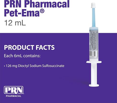 PRN Pharmacal PetEma - Disposable Single Use Enema for Dogs & Cats - Rectally Administered Gel Containing Lubricant, Laxative & Stool Softener - with Glycerin & Sorbic Acid - 12 mL Syringe - 3 Pack in Kuwait