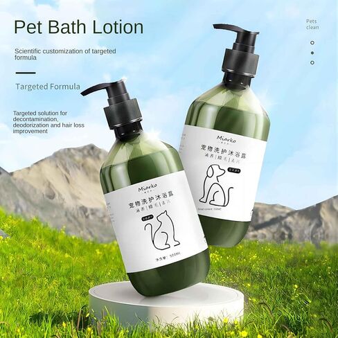 Miavko Pet Shower Gel 500 ملليلتر، جل استحمام للحيوانات الأليفة، شامبو للحيوانات الأليفة، شامبو للكلاب، شامبو للقطط، شامبو عالمي مضاد لإزالة الشعر منخفض الحساسية للقطط والكلاب، بلسم Cat Doghair، مستلزمات تنظيف الحيوانات الأليفة in Kuwait
