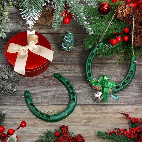 Shimeyao Cast Iron Horseshoe Bulk 4.5 x 4.3 Inch Horseshoes for Adults Wall Hung Good Luck Handmade Christmas Decorations Horse Theme Party Wedding Birthday Supplies (Red) in Saudi Arabia