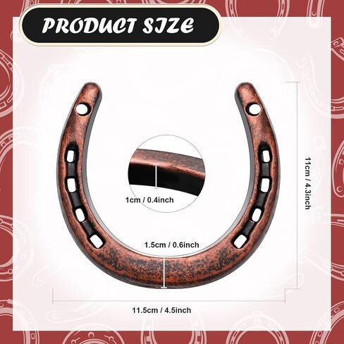 Shimeyao Cast Iron Horseshoe Bulk 4.5 x 4.3 Inch Horseshoes for Adults Wall Hung Good Luck Handmade Christmas Decorations Horse Theme Party Wedding Birthday Supplies (Red) in Saudi Arabia