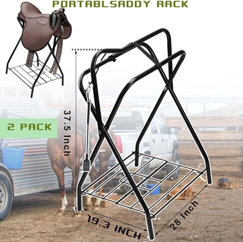 HDYEGY 2 Pack Saddle Rack Portable Folding Horse Saddle Stand for English and Western Saddles,28" L x 19" W x 37.5" H in Saudi Arabia