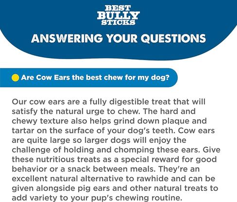 Best Bully Sticks Thick-Cut Cow Ears - 12 Count (Pack of 1) - All-Natural, Free-Range Grass-Fed, Single Ingredient, High Protein, Easily Digestible, Great for Various Breeds in Saudi Arabia